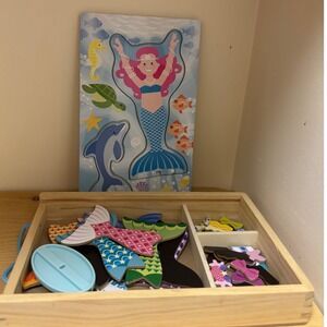 Melissa and Doug Mermaid Wooden Dress Up Puzzle Magnetic Preowned Play Toy Kids